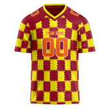 Custom Unisex Crimson & Yellow Pattern Football Jersey