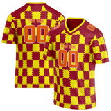 Custom Unisex Crimson & Yellow Pattern Football Jersey