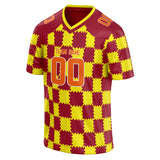 Custom Unisex Crimson & Yellow Pattern Football Jersey