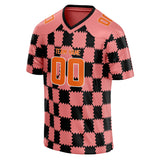 Custom Unisex Pink & Black Pattern Football Jersey