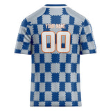 Custom Unisex Gray & Royal Pattern Football Jersey