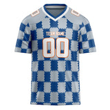 Custom Unisex Gray & Royal Pattern Football Jersey