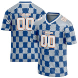 Custom Unisex Gray & Royal Pattern Football Jersey