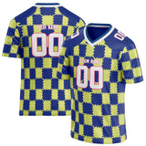 Custom Unisex Royal & Yellow Pattern Football Jersey