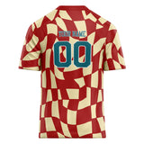 Custom Unisex Red & Cream Pattern Football Jersey