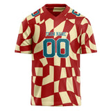 Custom Unisex Red & Cream Pattern Football Jersey