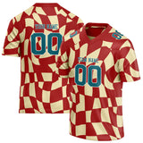 Custom Unisex Red & Cream Pattern Football Jersey