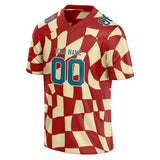 Custom Unisex Red & Cream Pattern Football Jersey