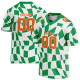 Custom Unisex Green & White Pattern Football Jersey