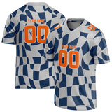 Custom Unisex Gray & Navy Pattern Football Jersey