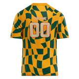 Custom Unisex Gold & Kelly Green Pattern Football Jersey