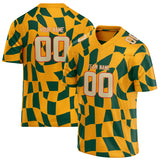 Custom Unisex Gold & Kelly Green Pattern Football Jersey