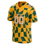 Custom Unisex Gold & Kelly Green Pattern Football Jersey