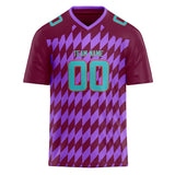 Custom Unisex Crimson & Purple Pattern Football Jersey