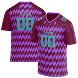 Custom Unisex Crimson & Purple Pattern Football Jersey