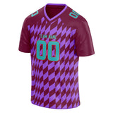 Custom Unisex Crimson & Purple Pattern Football Jersey