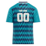 Custom Unisex Teal & Navy Pattern Football Jersey