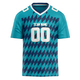 Custom Unisex Teal & Navy Pattern Football Jersey