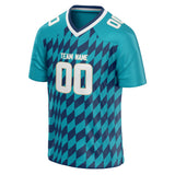 Custom Unisex Teal & Navy Pattern Football Jersey