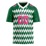 Custom Unisex Kelly Green & White Pattern Football Jersey