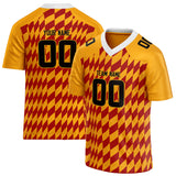 Custom Unisex Gold & Crimson Pattern Football Jersey