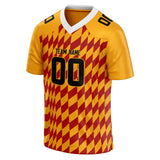 Custom Unisex Gold & Crimson Pattern Football Jersey