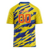 Custom Unisex Yellow & Royal Pattern Football Jersey