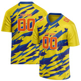 Custom Unisex Yellow & Royal Pattern Football Jersey