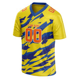 Custom Unisex Yellow & Royal Pattern Football Jersey