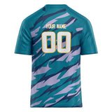 Custom Unisex Teal & Purple Pattern Football Jersey