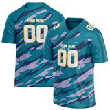 Custom Unisex Teal & Purple Pattern Football Jersey