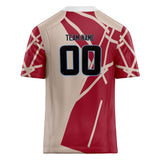 Custom Unisex Light Brown & Crimson Pattern Football Jersey