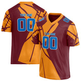 Custom Unisex Orange & Crimson Pattern Football Jersey