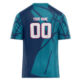 Custom Unisex Teal & Navy Pattern Football Jersey