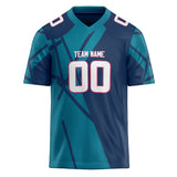 Custom Unisex Teal & Navy Pattern Football Jersey