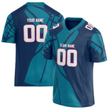 Custom Unisex Teal & Navy Pattern Football Jersey