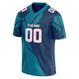 Custom Unisex Teal & Navy Pattern Football Jersey