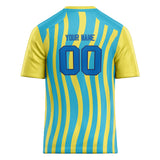 Custom Unisex Light Blue & Yellow Pattern Football Jersey