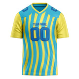 Custom Unisex Light Blue & Yellow Pattern Football Jersey