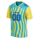 Custom Unisex Light Blue & Yellow Pattern Football Jersey