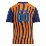 Custom Unisex Orange & Navy Pattern Football Jersey