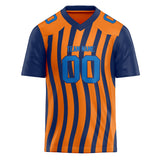 Custom Unisex Orange & Navy Pattern Football Jersey