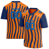 Custom Unisex Orange & Navy Pattern Football Jersey