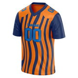 Custom Unisex Orange & Navy Pattern Football Jersey