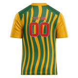 Custom Unisex Gold & Green Pattern Football Jersey