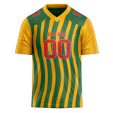 Custom Unisex Gold & Green Pattern Football Jersey