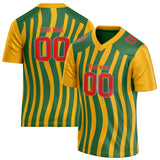 Custom Unisex Gold & Green Pattern Football Jersey