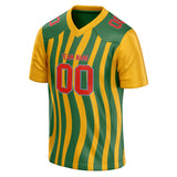 Custom Unisex Gold & Green Pattern Football Jersey