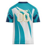 Custom Unisex Teal & White Pattern Football Jersey