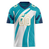 Custom Unisex Teal & White Pattern Football Jersey